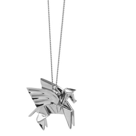 Origami Silver Pegasus Necklace Jewelry Oxidized Silver Necklace