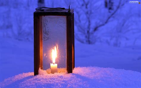 Snow Candle Big Fire Lantern For Desktop Wallpapers 1920x1200