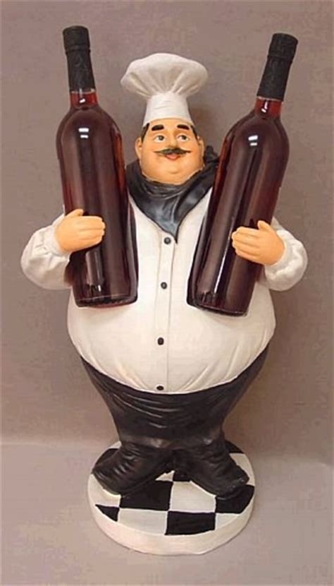 Tall Chef Wine Bottle Holder Statue