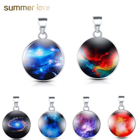 Mm Pcs Lot Nebula Galaxy Outer Space Glass Charm Fit Necklace