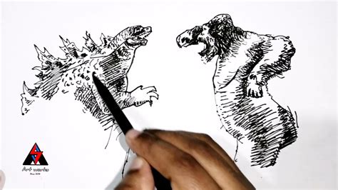 How To Draw Godzilla Vs Kong Art Works Byanees Youtube