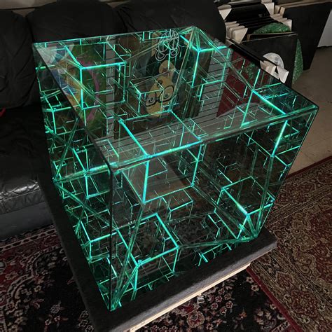 Tesseract Hypercube Led Infinity Mirror Cube Sculpture Nicky Alice