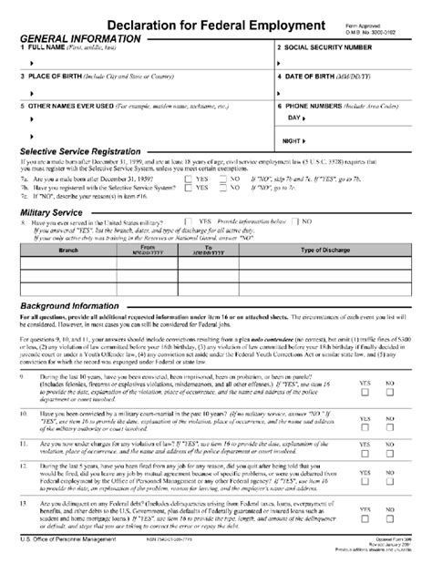 Opm Of 306 2001 Fill And Sign Printable Template Online Us Legal Forms