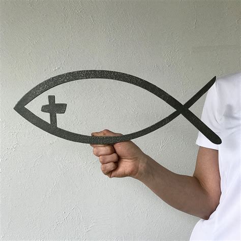 Jesus Fish With Cross Eye Metal Wall Art Home Decor Made In The Us