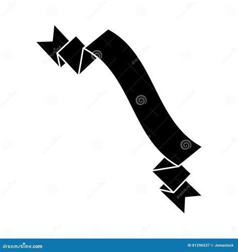 Silhouette Ribbon Banner Black Empty Design Stock Vector Illustration