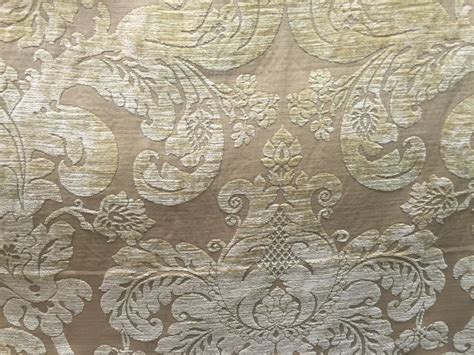 Brown And Cream Damask Upholstery Fabric By The Yard Fabric