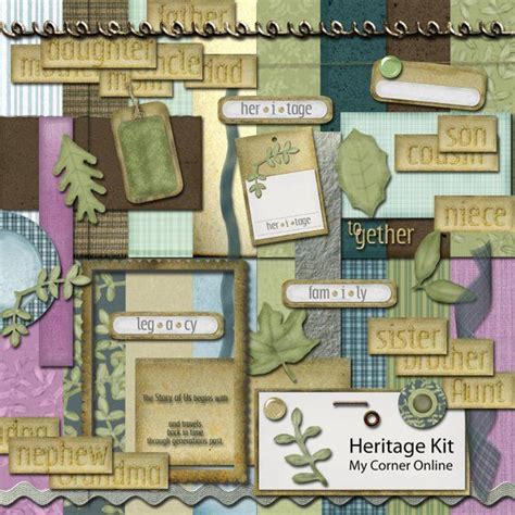 Heritage Genealogy Digital Scrapbooking Kit Digital Scrapbooking