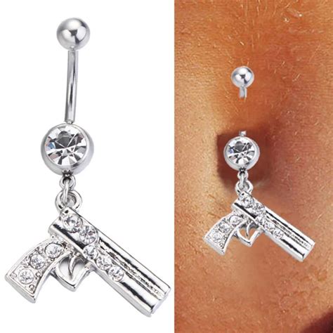 Belly Button Rings Steel Clear Crystal Dangle Belly Button Navel Ring 1pc Belly Piercing For