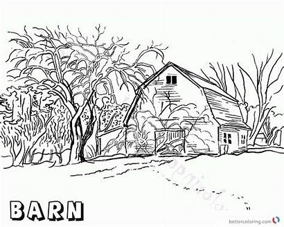 Barn Realistic Coloring Pages Drawing Printable