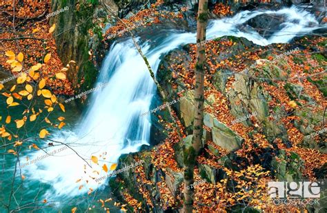 Waterfalls On Rocky Autumn Stream Stock Photo Picture And Royalty
