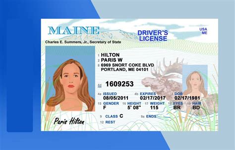 Maine Drivers License Psd Template Download Photoshop File