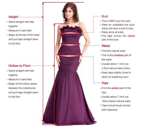 Dresses Size Chart Sizing And Fitting Measurement