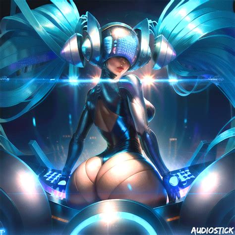 rule 34 ai generated ass audiostick blue hair bodysuit breasts colorful dj dj sona from behind