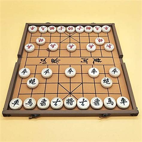 Elloapic Beechwood Xiangqi Chinese Chess Set With Folding Box And Chess