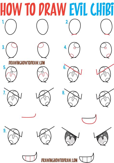 How To Draw Sneaky Devious Evil Chibi Expressions Emotions In