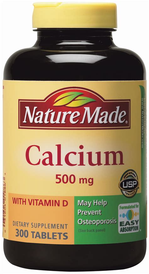 Calcium supplement intake and risk of cardiovascular disease in women. Nature Made Calcium 500 mg with Vitamin D, 300 Tablets