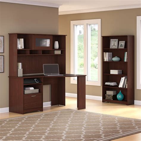 Bush Furniture Cabot Corner Desk With Hutch And 5 Shelf Bookcase