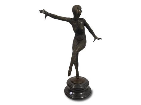 Lot After Dimitri H Chiparus Romanian 1886 1947 Bronze An Art Deco Style Dancing Lady In