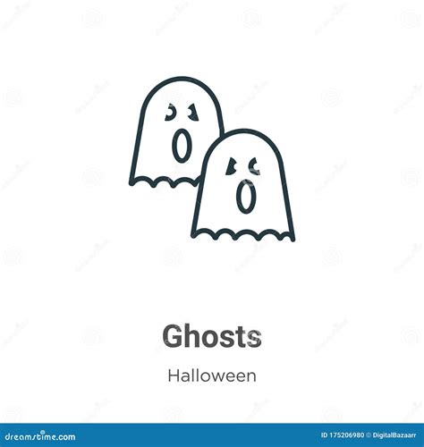 Ghosts Outline Vector Icon Thin Line Black Ghosts Icon Flat Vector
