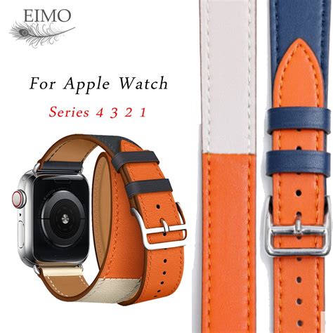 Leather Strap For Apple Watch Band 4 44mm 40mm Hermes Double Tour