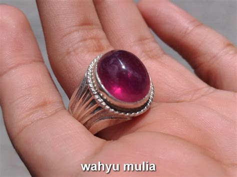 Batu Cincin Permata Merah Delima Natural Ruby Asli Kode736 Wahyu Mulia