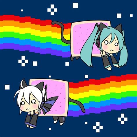 Nyan Cat Miku And Haku Vocaloid Nyan Cat Vocaloid Characters