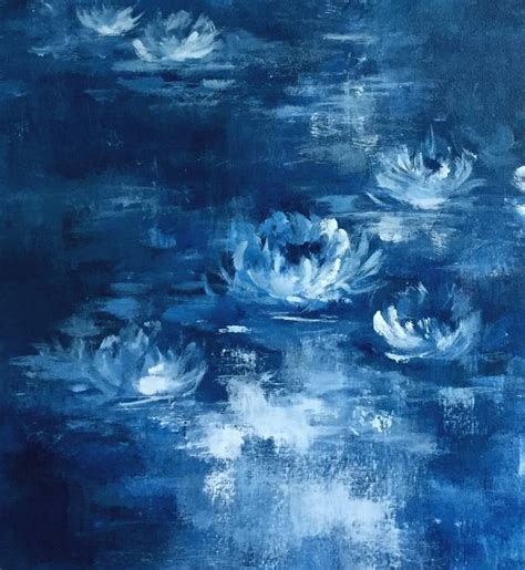 Moonlight Lilies In Indigo Painting By Debi Coules Saatchi Art