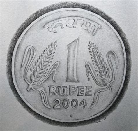 One Rupee Indian Coin Drawing Etsy