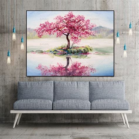 Large Wall Art Abstract Tree Painting Colorful Landscape Paintings