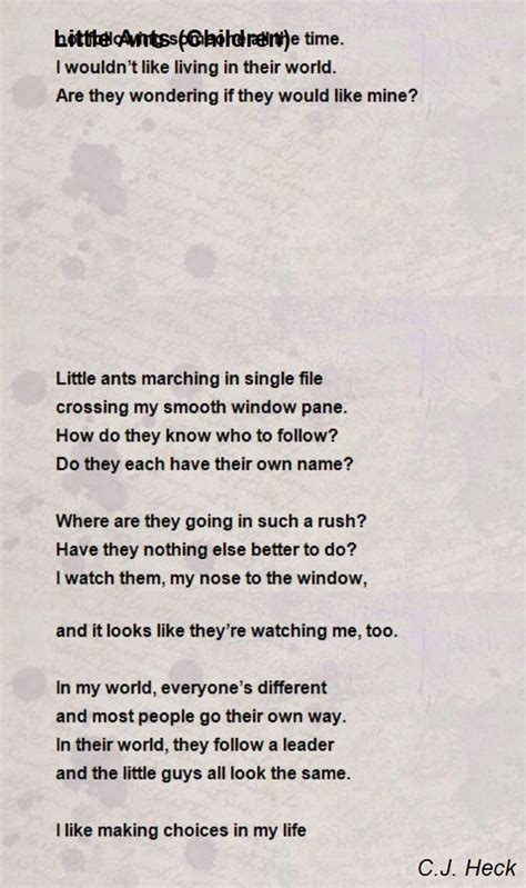 Little Ants Children Poem By Cj Heck Poem Hunter