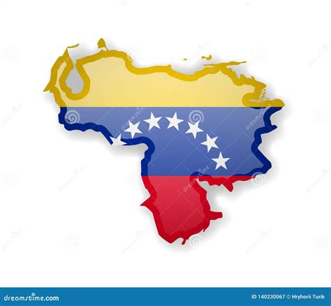 Venezuela Flag And Outline Of The Country On A White Background Stock
