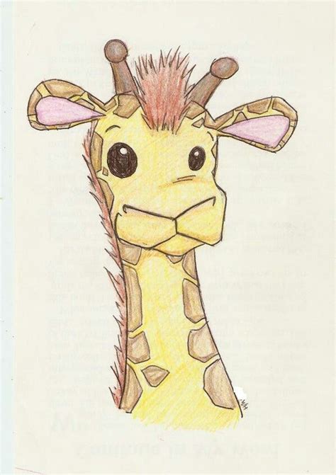A Drawing Of A Giraffes Head With Pink Hair And Big Eyes