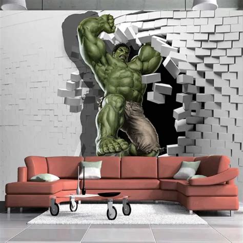3d Avengers Photo Wallpaper Custom Hulk Wallpaper Unique Design Bricks