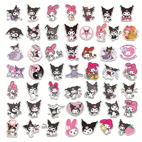 Kuromi And My Melody Stickers Pack 50pcs Cute My Melody Kuromi Sanrio