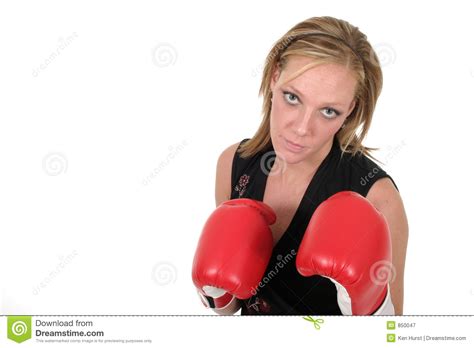 Beautiful Business Woman In Boxing Gloves 9b Royalty Free