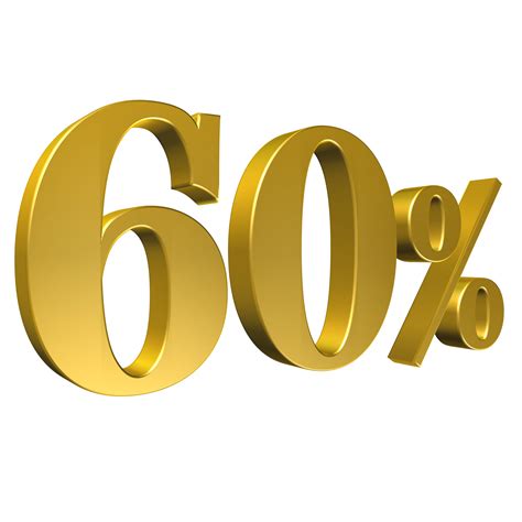 60 Percent Gold Number Sixty 3d Rendering 8506454 Png