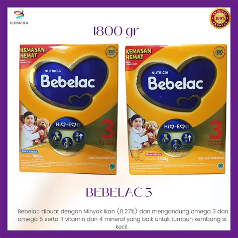 Jual Susu Bebelac 3 Vanila Madu 1800 Gr Formula Pertumbuhan Anak Usia 1