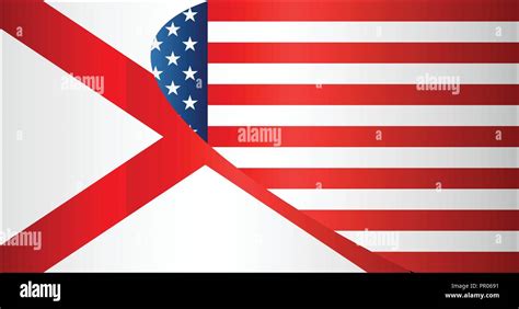 Flag Of Usa And Alabama State Illustration Mixed Flags Of The Usa