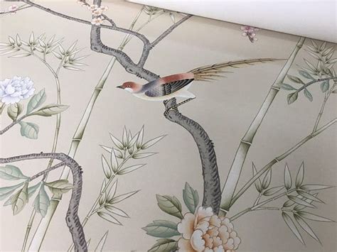 G 003 Chinoiserie Handpainted Wallpaper Custom Size Available Etsy
