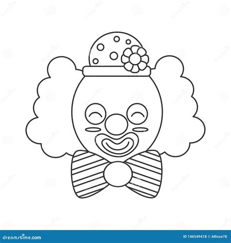 Cute Cartoon Black And White Clown Vector Illustration For Coloring Art