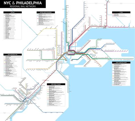 New York And Philadelphia Regional Rail Networks On One Map The Map Room