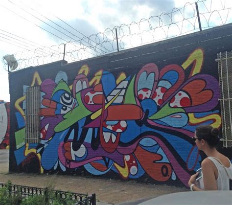 Street Art Work In Brooklyn New York City Graffiti Is Widespread