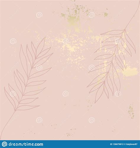 Tropical Worn Floral Pastel Pink Blush Gold Pattern Stock Illustration
