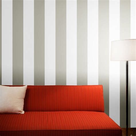 Metallic Silver And White Bold Striped Wallpaper Modern Luxury Wall