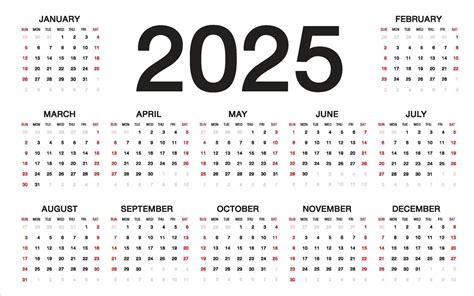Plantilla De Calendario 2025 7924485 Vector En Vecteezy