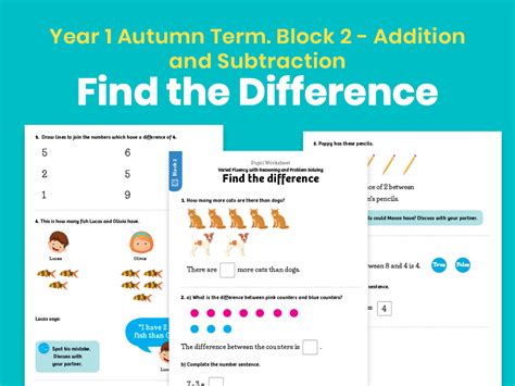 Y1 Autumn Term Block 2 Find The Difference Maths Worksheets