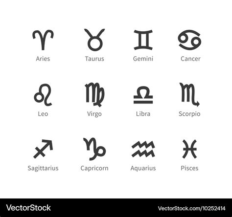 Zodiac Signs Icons Royalty Free Vector Image Vectorstock