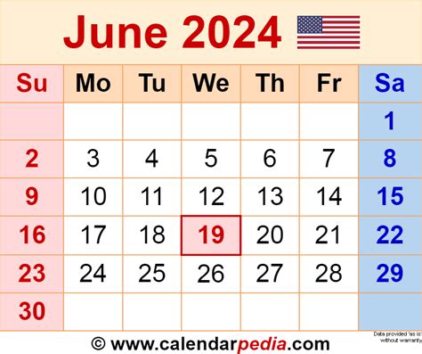 June 2024 Calendar Templates For Word Excel And Pdf