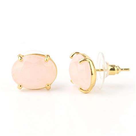 Pink Quartz Oval Earrings Rose Quartz Store