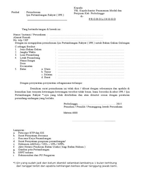 Demikian surat permohonan ini saya buat, semoga bapak/ibu dapat memaklumi dan berkenan memberikan izin. Contoh Surat Permohonan Amdal